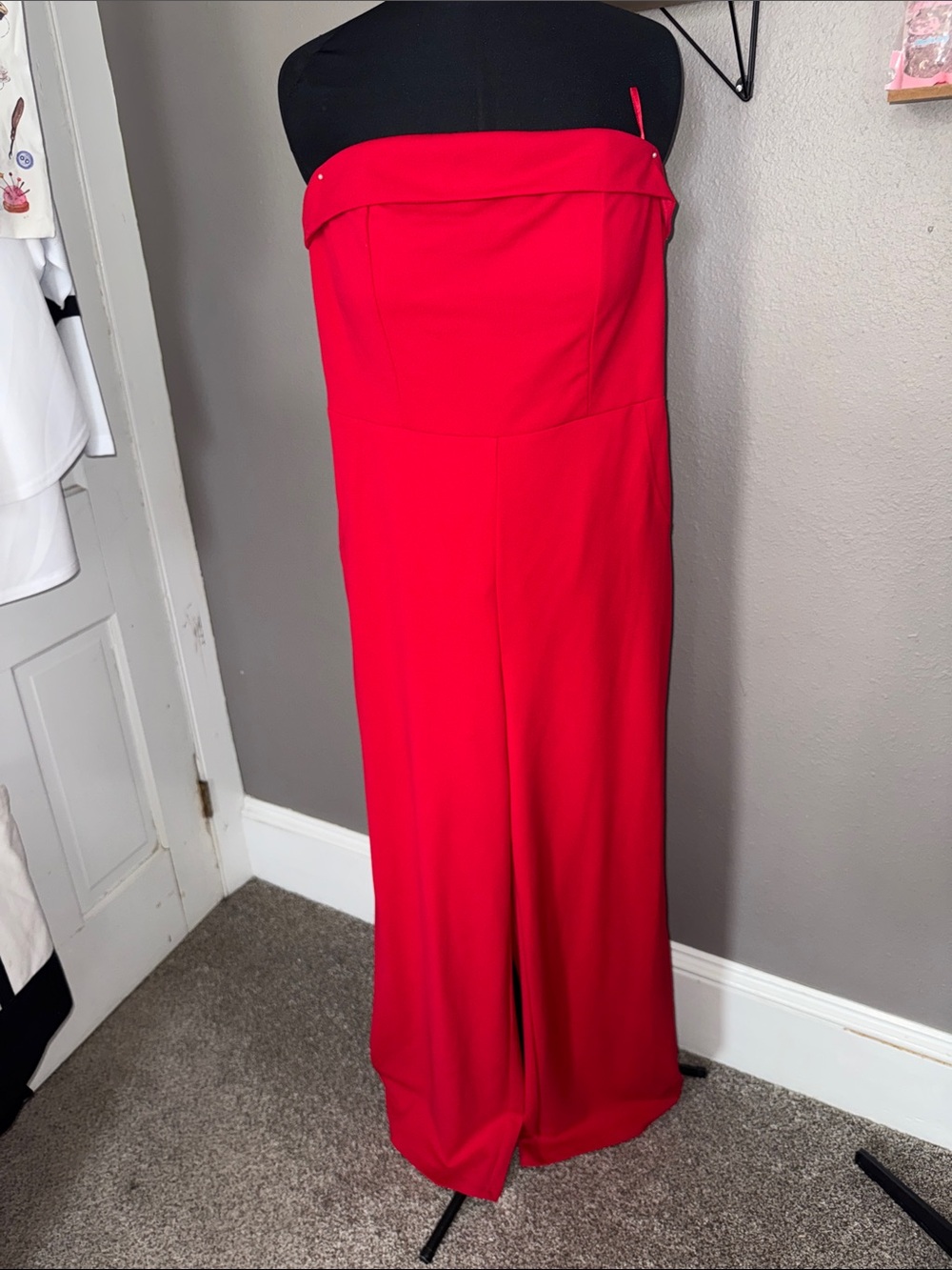 Strapless Red Women's Jumpsuit